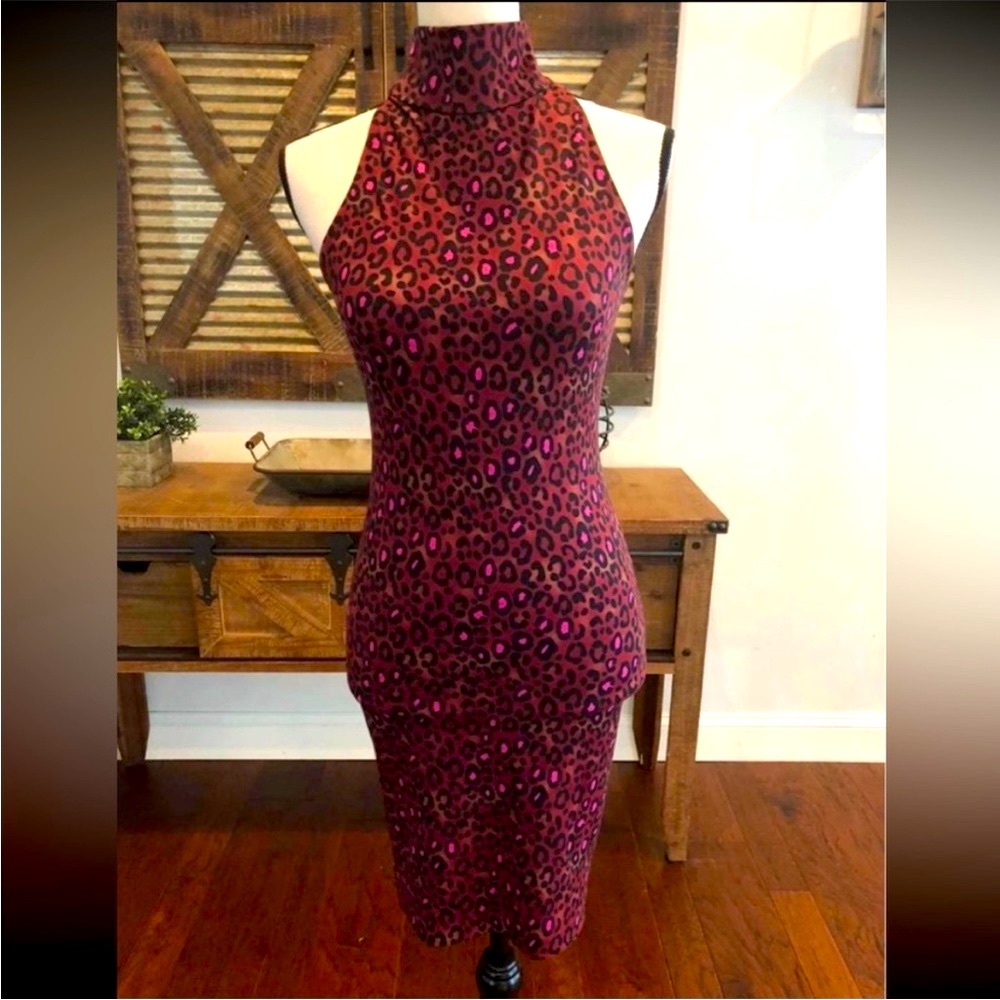 NWT Burgundy Leopard Dress